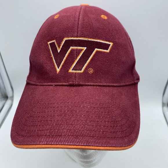 Virginia Tech Hokies Maroon Cap Hat Hook & Loop NCAA Signatures - Picture 1 of 9